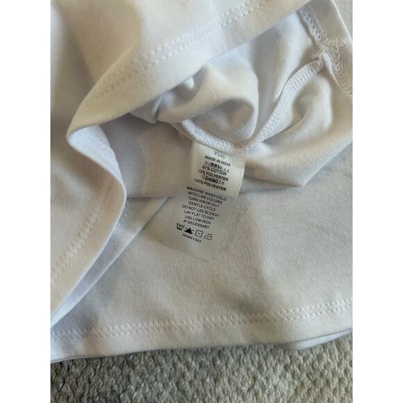 Vince Camuto Tulip Sleeve Mixed Media Blue White Relaxed Fit Top Size XL - Picture 8 of 9